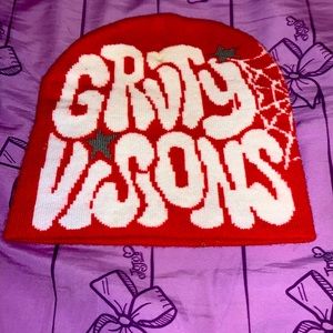 Red groovy visions beanies
